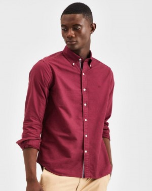 Ben Sherman Beatnik Oxford Garment Dye Shirts Burgundy | 725896LWA