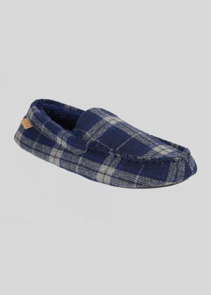 Ben Sherman Gritti Palace Check Moccasin Slipper Navy | 961352GXV