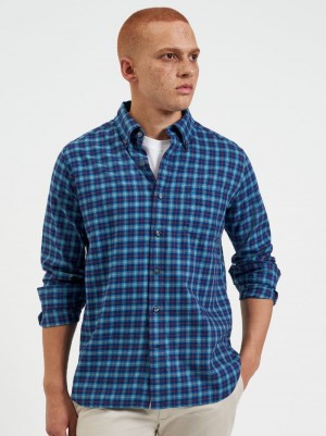 Ben Sherman House Tartan Twill Shirts Navy | 312047WCL