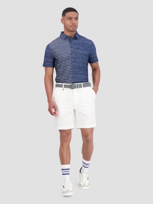 Ben Sherman Melange Stripes Color Block Tech Jersey Sports Fit Polo Shirts Navy | 301842ZKR