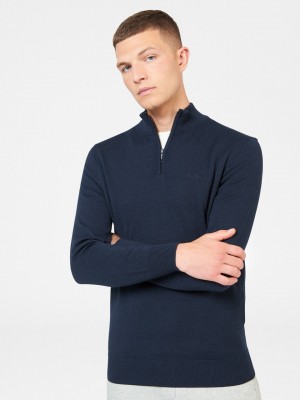 Ben Sherman Merino Half-Zip Knitwear Navy | 346857SDT