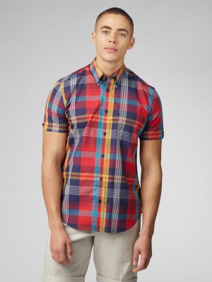 Ben Sherman Signature Large Madras Check Shirts Red | 206385BMW