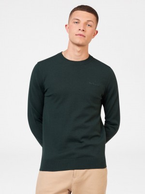 Ben Sherman Signature Merino Crewneck Knitwear Dark Green | 836907HXD