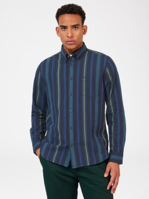 Ben Sherman Signature Striped Oxford Shirts Green | 531820FCW