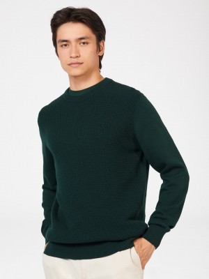 Ben Sherman Textured Crewneck Knitwear Dark Green | 267953YWU