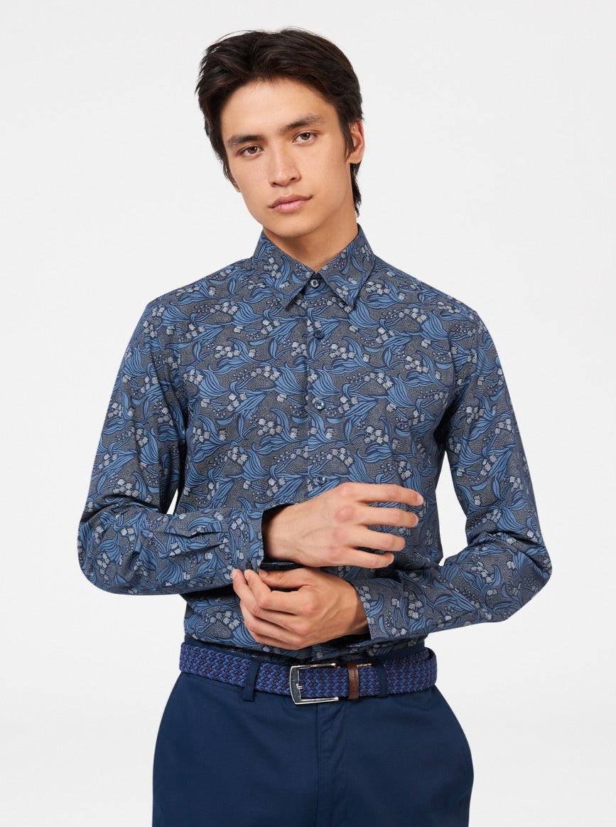 Ben Sherman Art Nouveau Floral Shirts Navy | 316729ONR