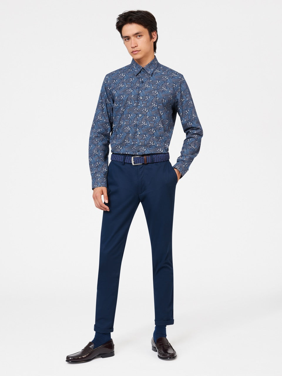 Ben Sherman Art Nouveau Floral Shirts Navy | 316729ONR