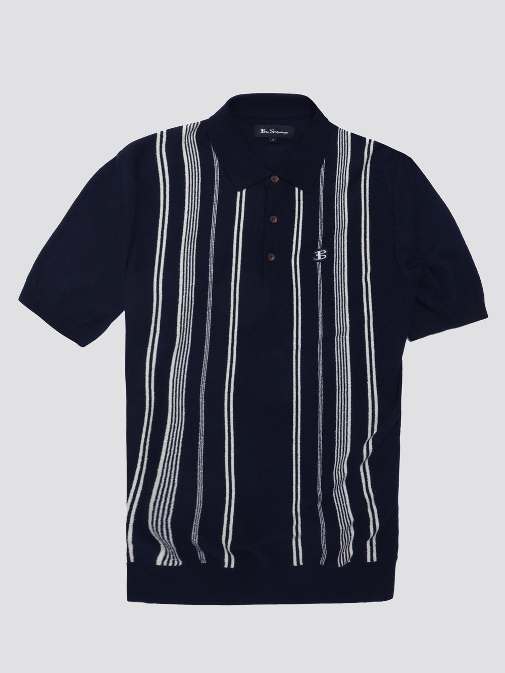 Ben Sherman B by Ben Sherman Crinkle Cotton Stripe Polo Knitwear Navy | 036217UCW