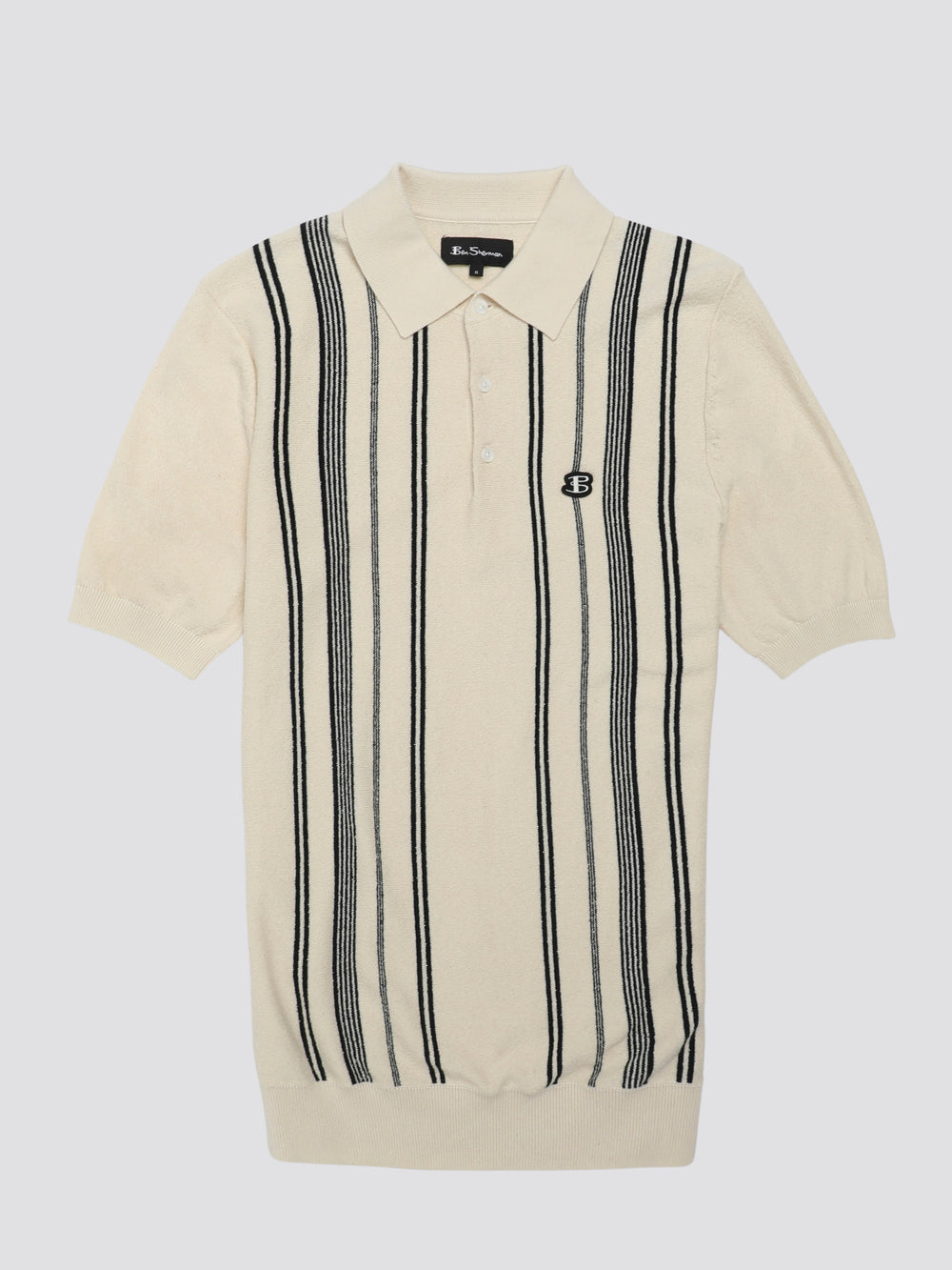 Ben Sherman B by Ben Sherman Crinkle Cotton Stripe Polo Knitwear White | 038592WDB