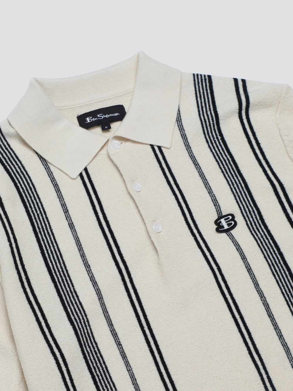 Ben Sherman B by Ben Sherman Crinkle Cotton Stripe Polo Knitwear White | 038592WDB