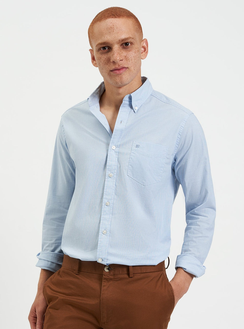 Ben Sherman Beatnik Wash Long-Sleeve Shirts Blue | 914035IWX