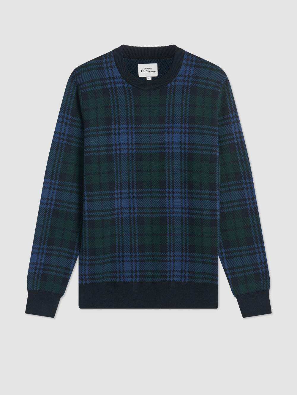 Ben Sherman Blackwatch Check Crewneck Knitwear Black | 981672ZXM