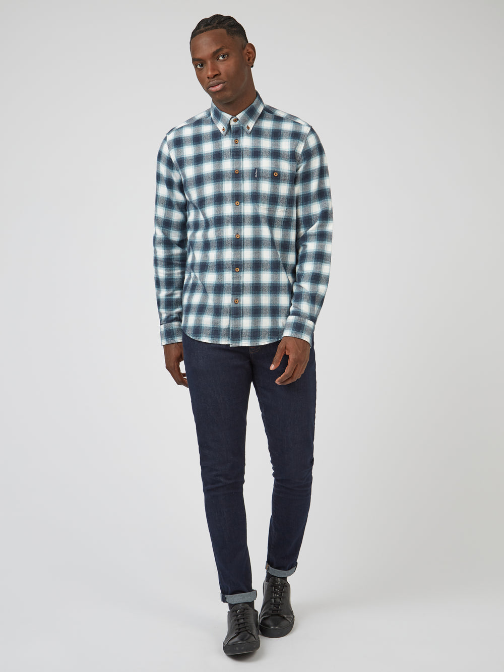 Ben Sherman Brushed Ombre Check Flannel Shirts Green | 952781JTS