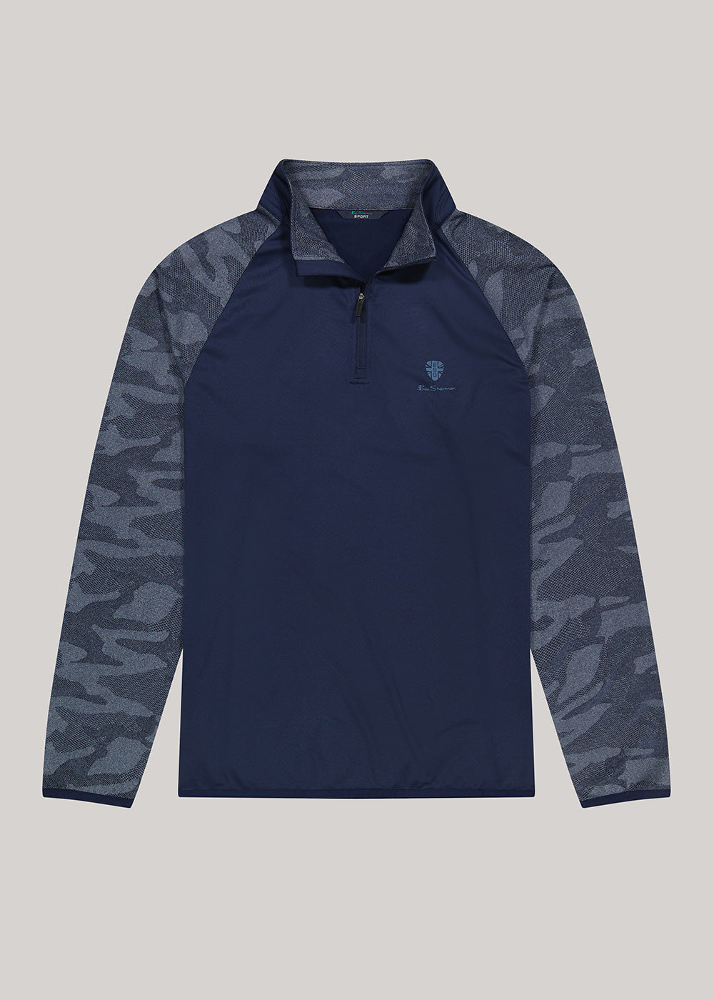 Ben Sherman Camo Jacq. Sleeve Quarter Zip Jackets Navy | 893504HJT