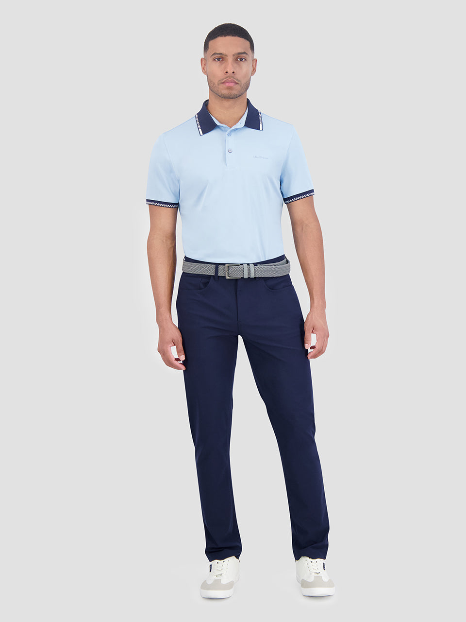 Ben Sherman Checker Rib Air Pique Sports Fit Polo Shirts Blue | 038471ZJO