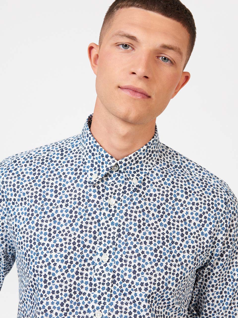 Ben Sherman Ditsy Floral Print Long Sleeve Shirts White | 291357FRK