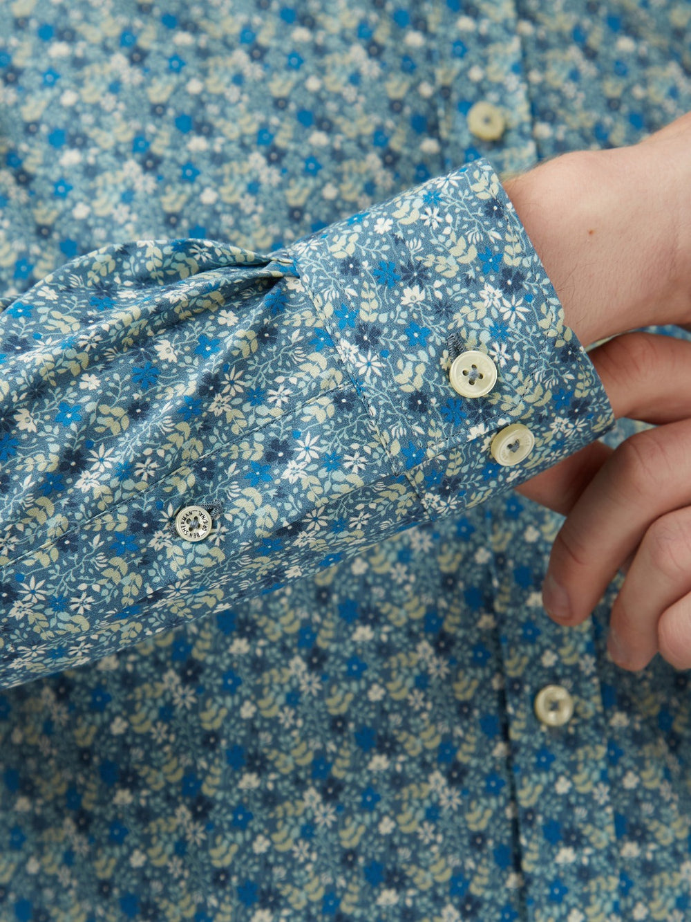 Ben Sherman Floral Print Long-Sleeve Shirts Blue Grey | 312806JKZ