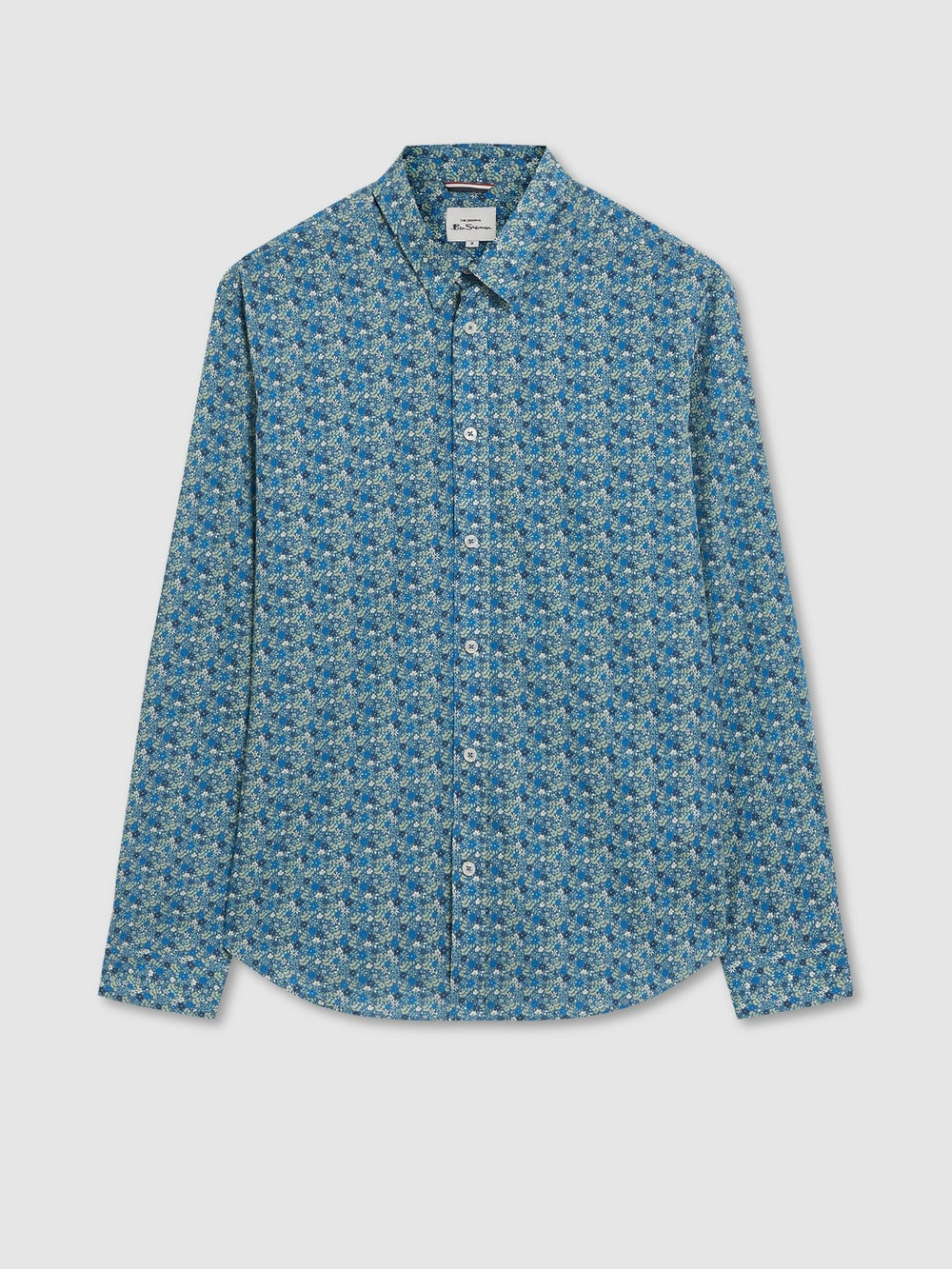 Ben Sherman Floral Print Long-Sleeve Shirts Blue Grey | 312806JKZ