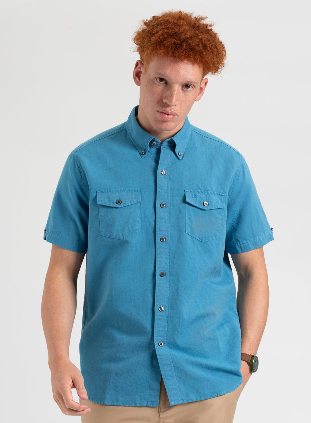 Ben Sherman Garment Dye Linen Shirts Blue | 109376FOG