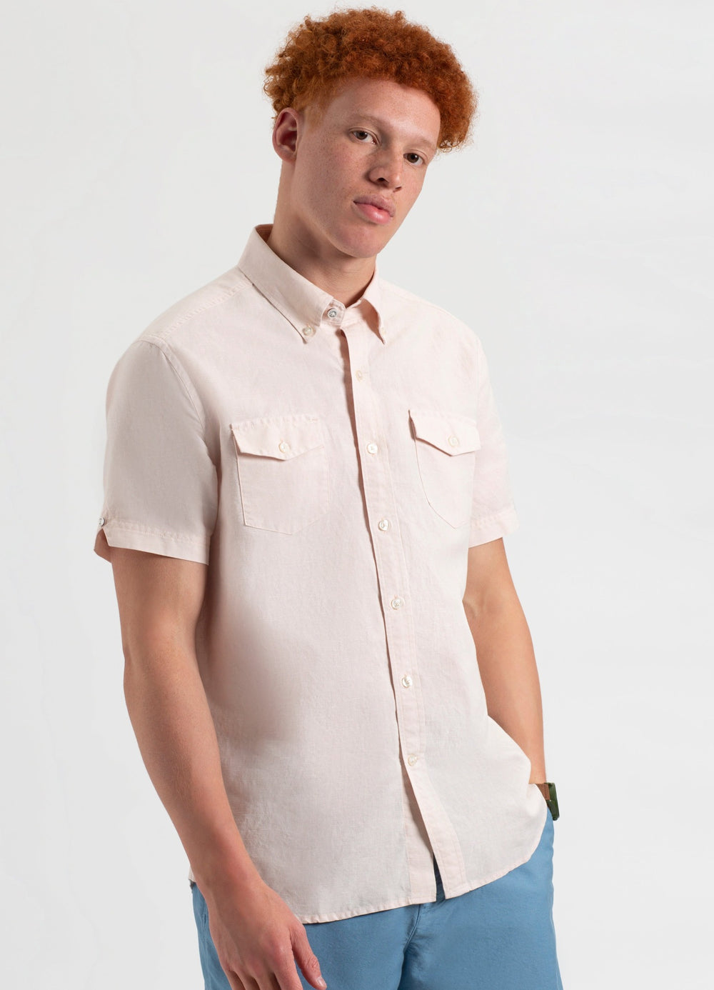 Ben Sherman Garment Dye Linen Shirts Light Pink | 530981AID