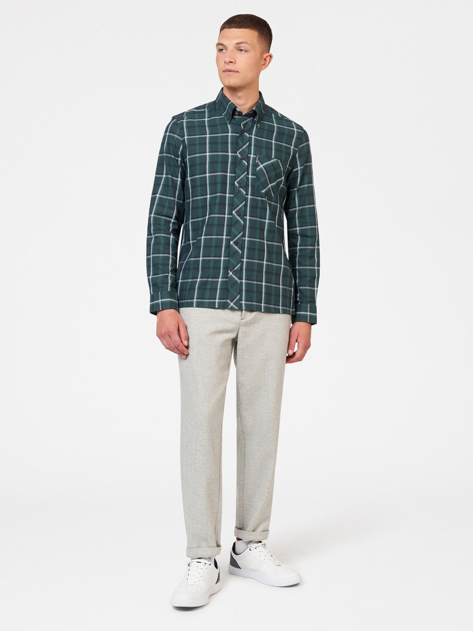 Ben Sherman Grid Check Shirts Green | 391286END