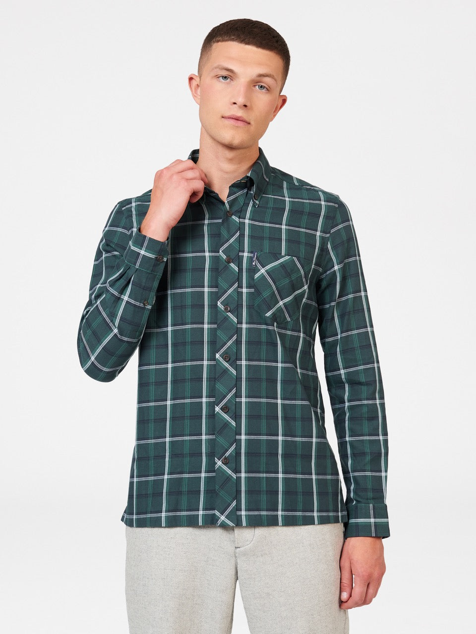 Ben Sherman Grid Check Shirts Green | 391286END