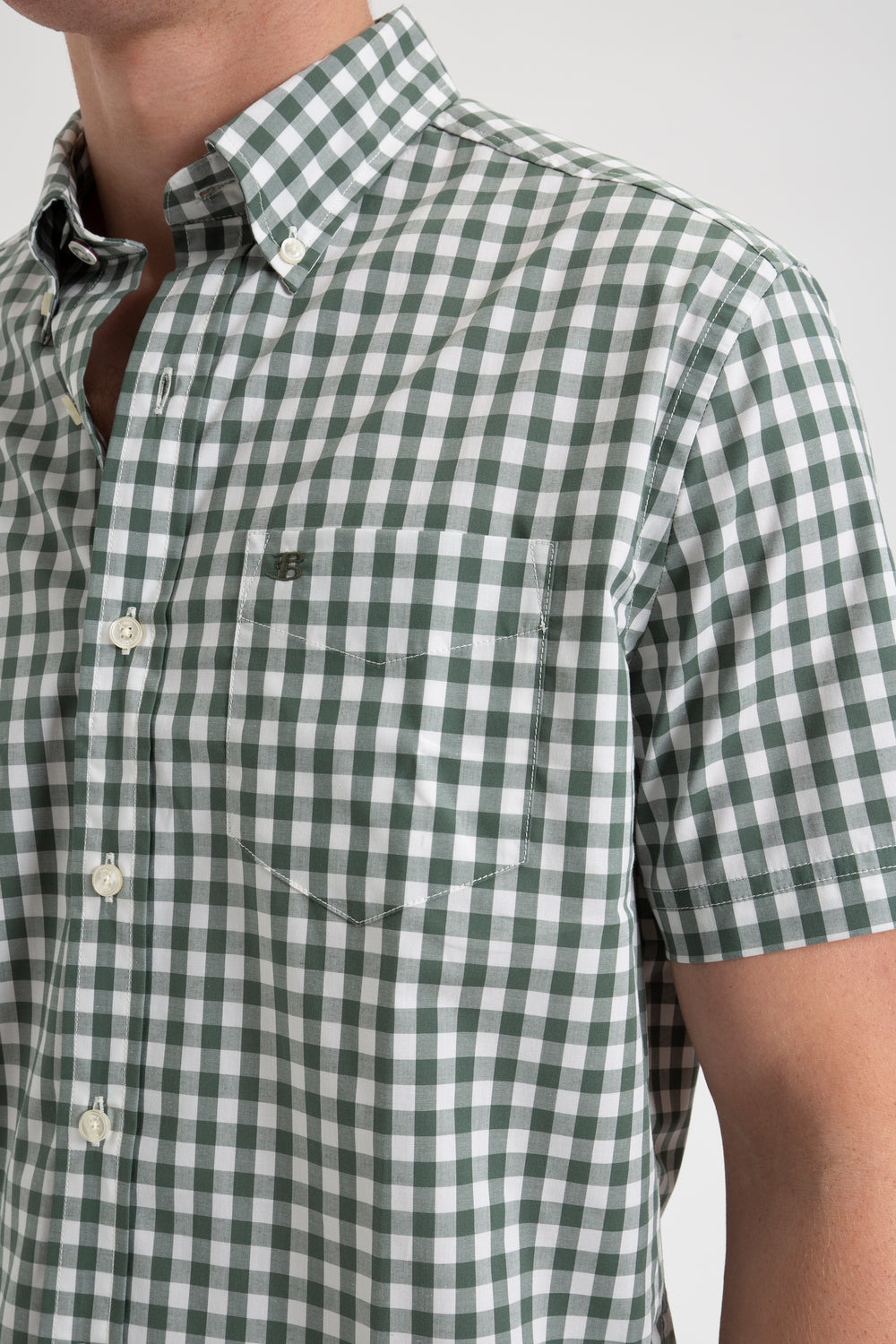 Ben Sherman House Poplin Gingham Shirts Olive | 508137TGS