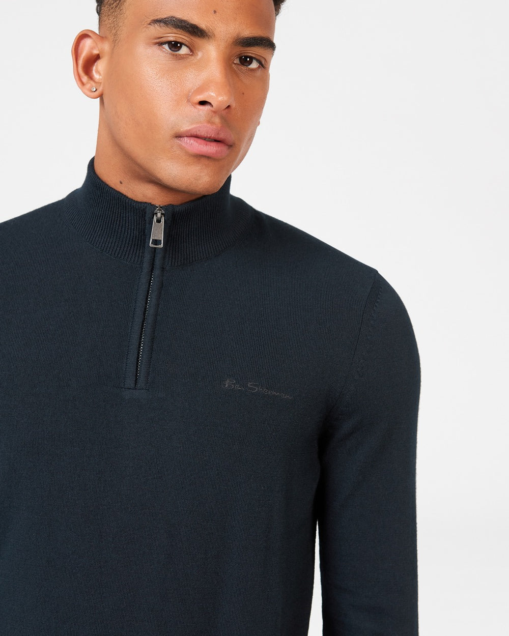 Ben Sherman Merino Half-Zip Knitwear Black | 326805OYE