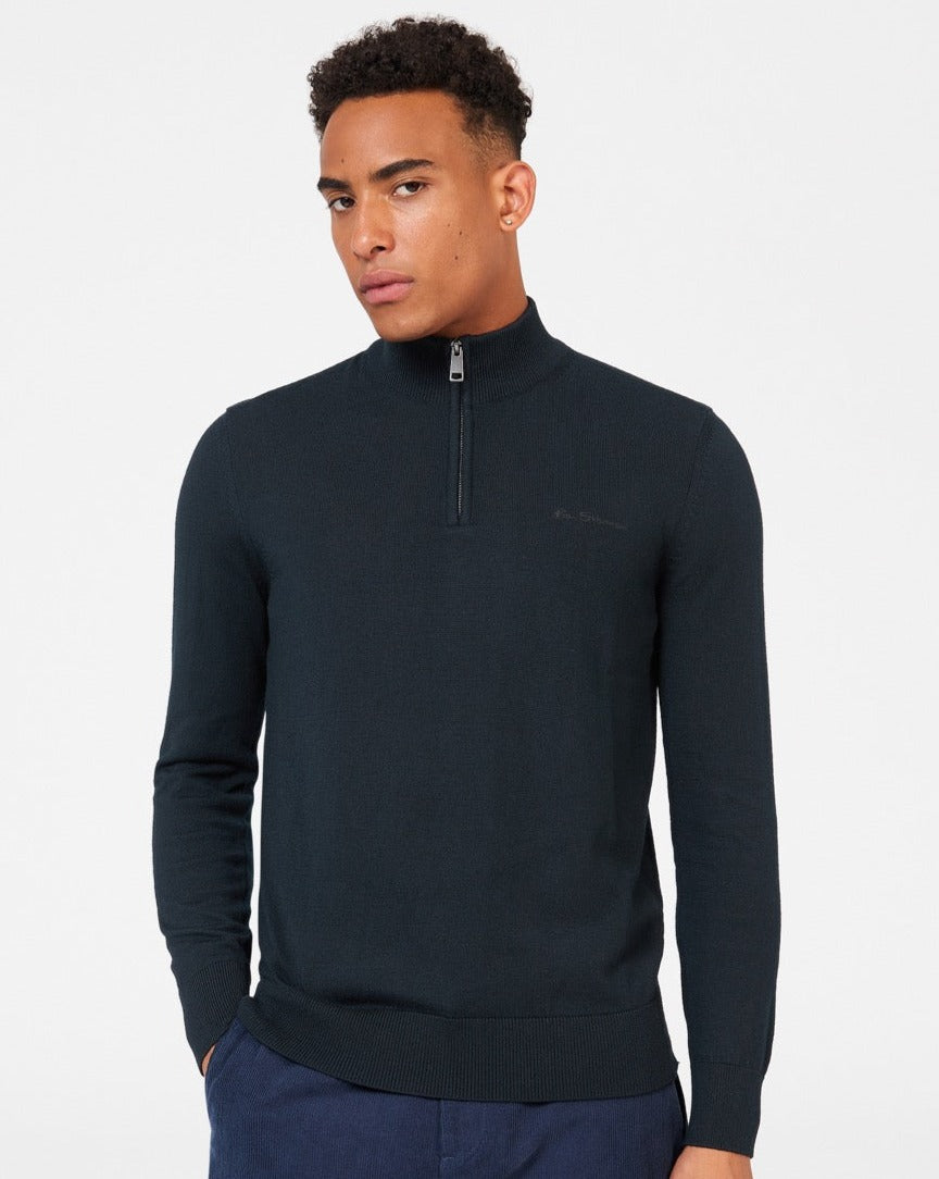 Ben Sherman Merino Half-Zip Knitwear Black | 326805OYE