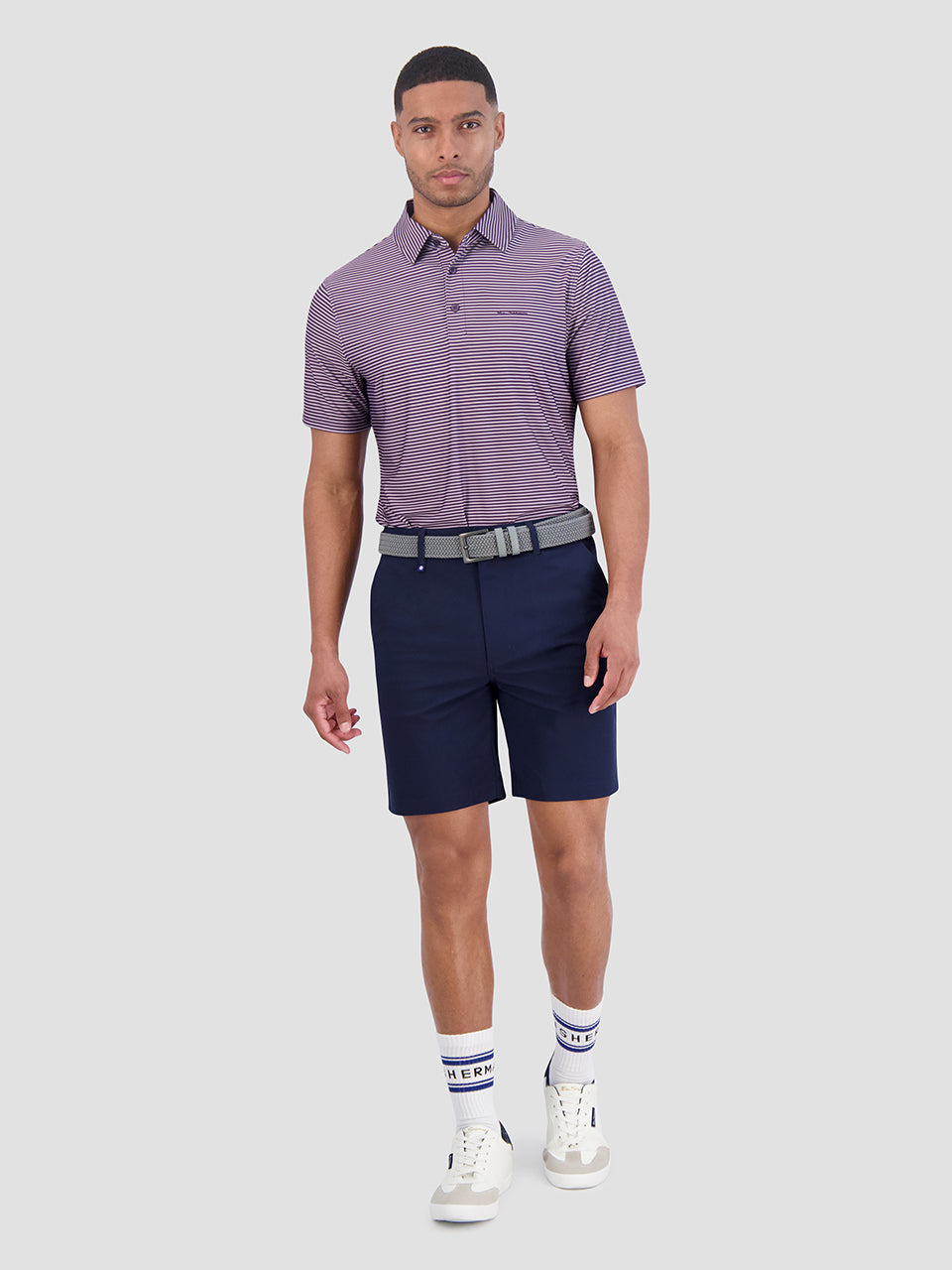 Ben Sherman Mini Stripes Tech Jersey Sports Fit Polo Shirts Purple | 460123HMS