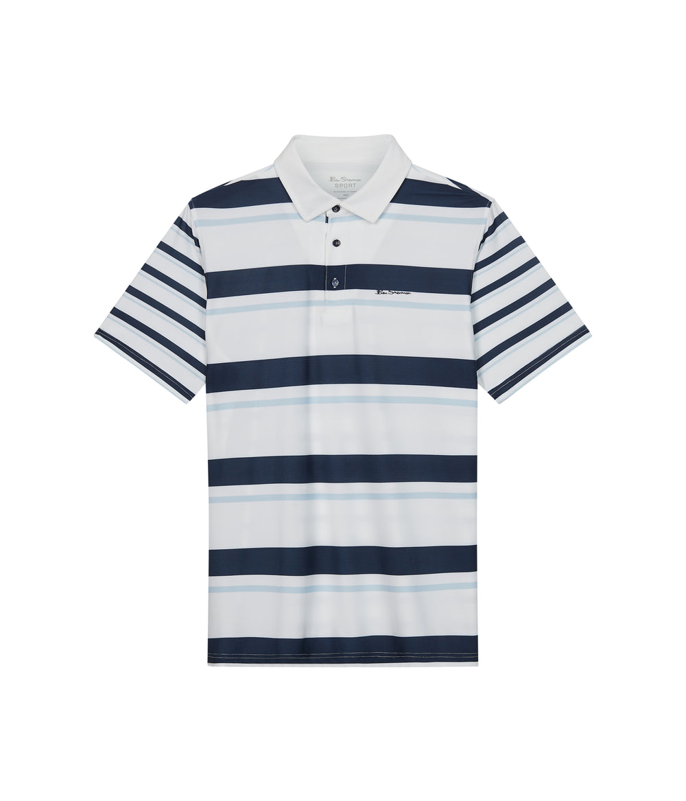 Ben Sherman Mixed Mod Stripes Tech Jersey Sports Fit Polo Shirts Blue | 078926LPG