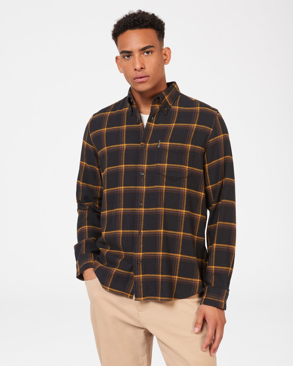 Ben Sherman Oversized Brushed Check Shirts Black | 067431RFW