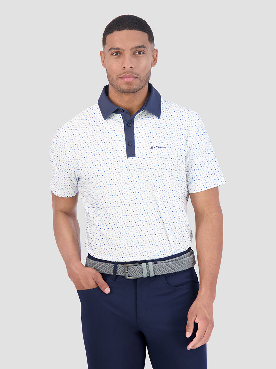 Ben Sherman Polka Dots Tech Jersey Sports Fit Polo Shirts White | 371865ZGT