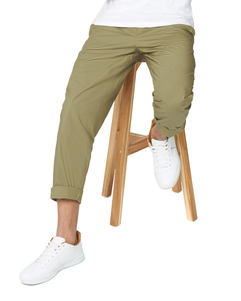 Ben Sherman Poplin Relaxed-Taper Pleated Pants Olive | 053147ECK