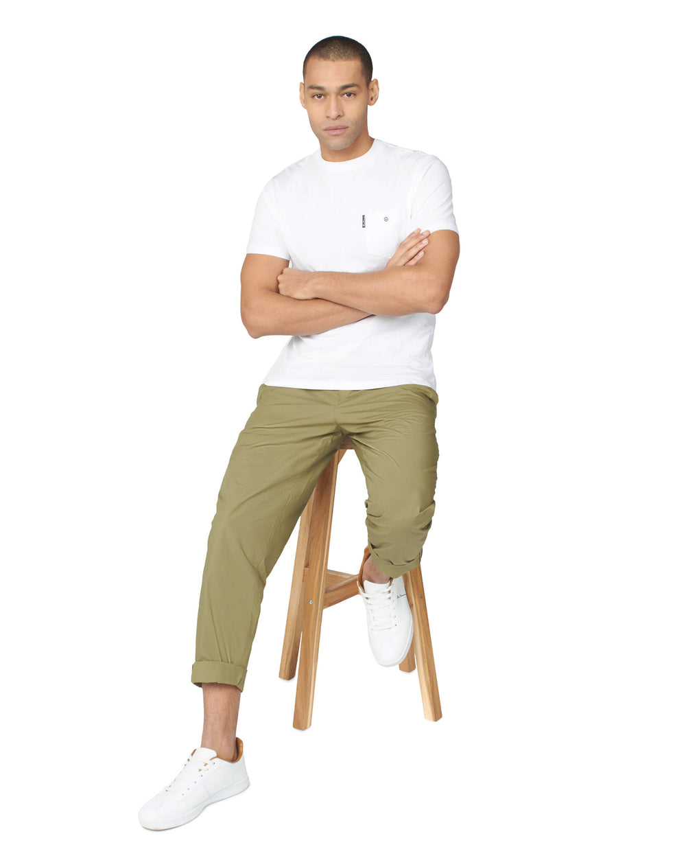 Ben Sherman Poplin Relaxed-Taper Pleated Pants Olive | 053147ECK