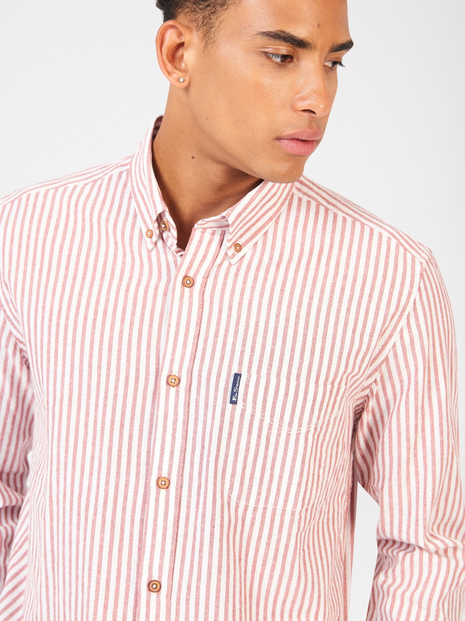 Ben Sherman Recycled Cotton Oxford Stripe Shirts Orange | 394512HSJ