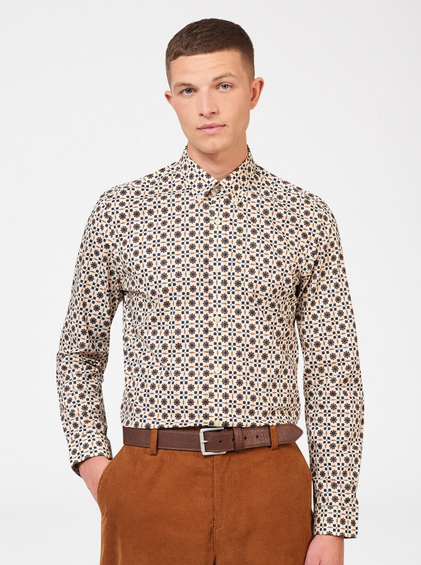 Ben Sherman Retro Foulard Print Slim Fit Shirts Brown | 021493LPE