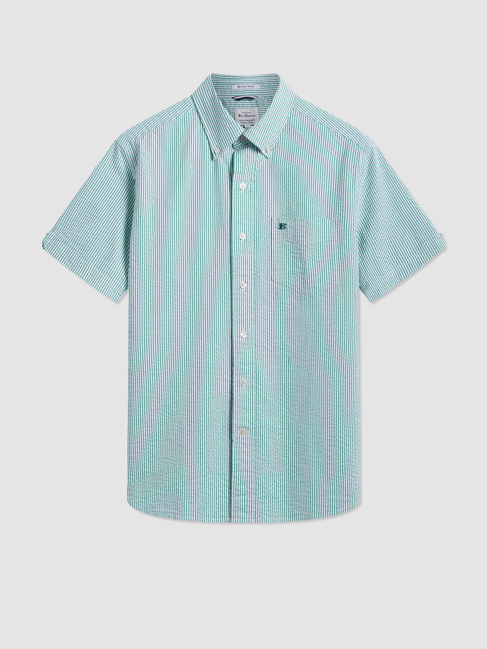 Ben Sherman Seersucker Bengal Stripe Shirts Green | 037691IRQ