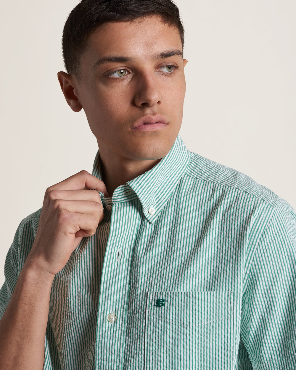 Ben Sherman Seersucker Bengal Stripe Shirts Green | 037691IRQ