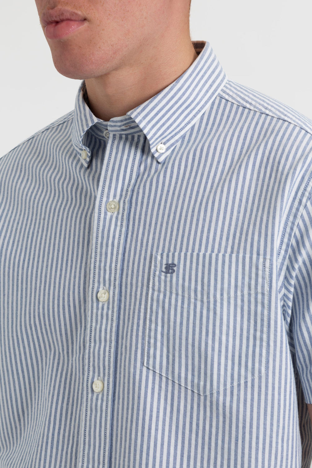 Ben Sherman Short Sleeve Brighton Oxford Organic Bengal Stripe Shirts Indigo Stripes | 564928KPY