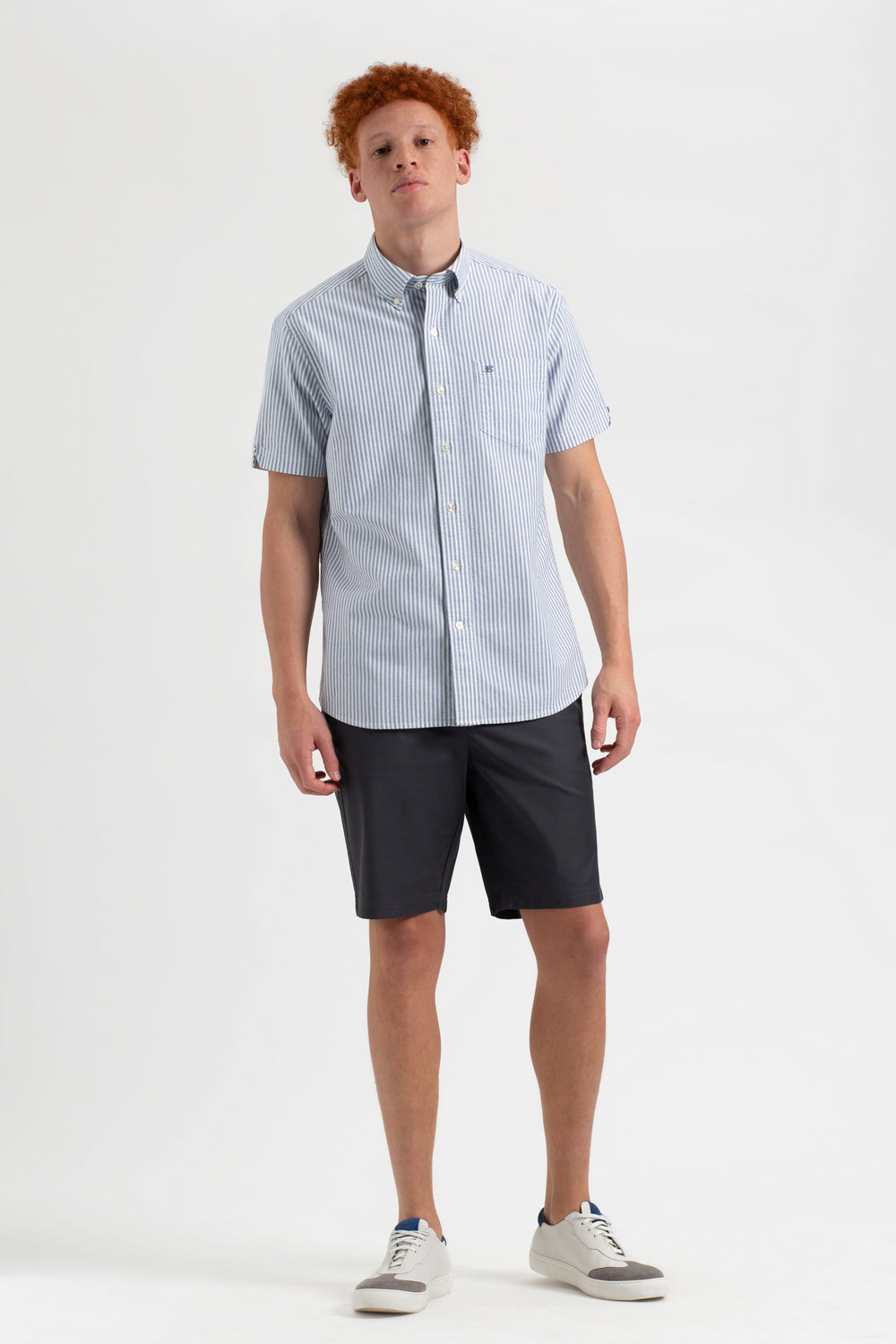 Ben Sherman Short Sleeve Brighton Oxford Organic Bengal Stripe Shirts Indigo Stripes | 564928KPY