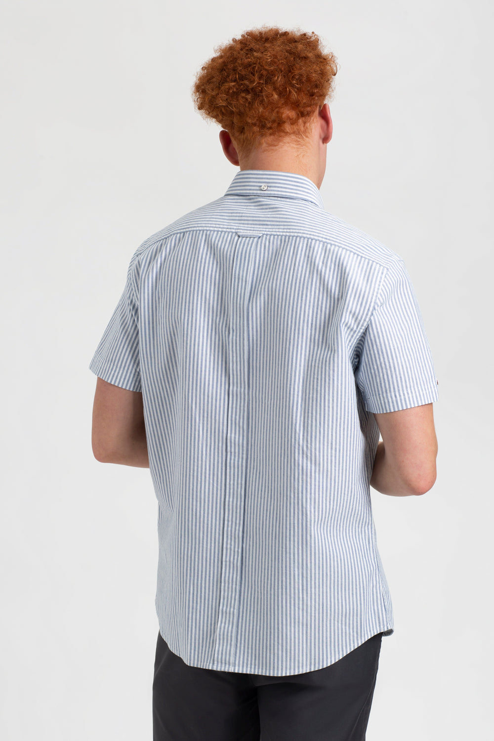 Ben Sherman Short Sleeve Brighton Oxford Organic Bengal Stripe Shirts Indigo Stripes | 564928KPY