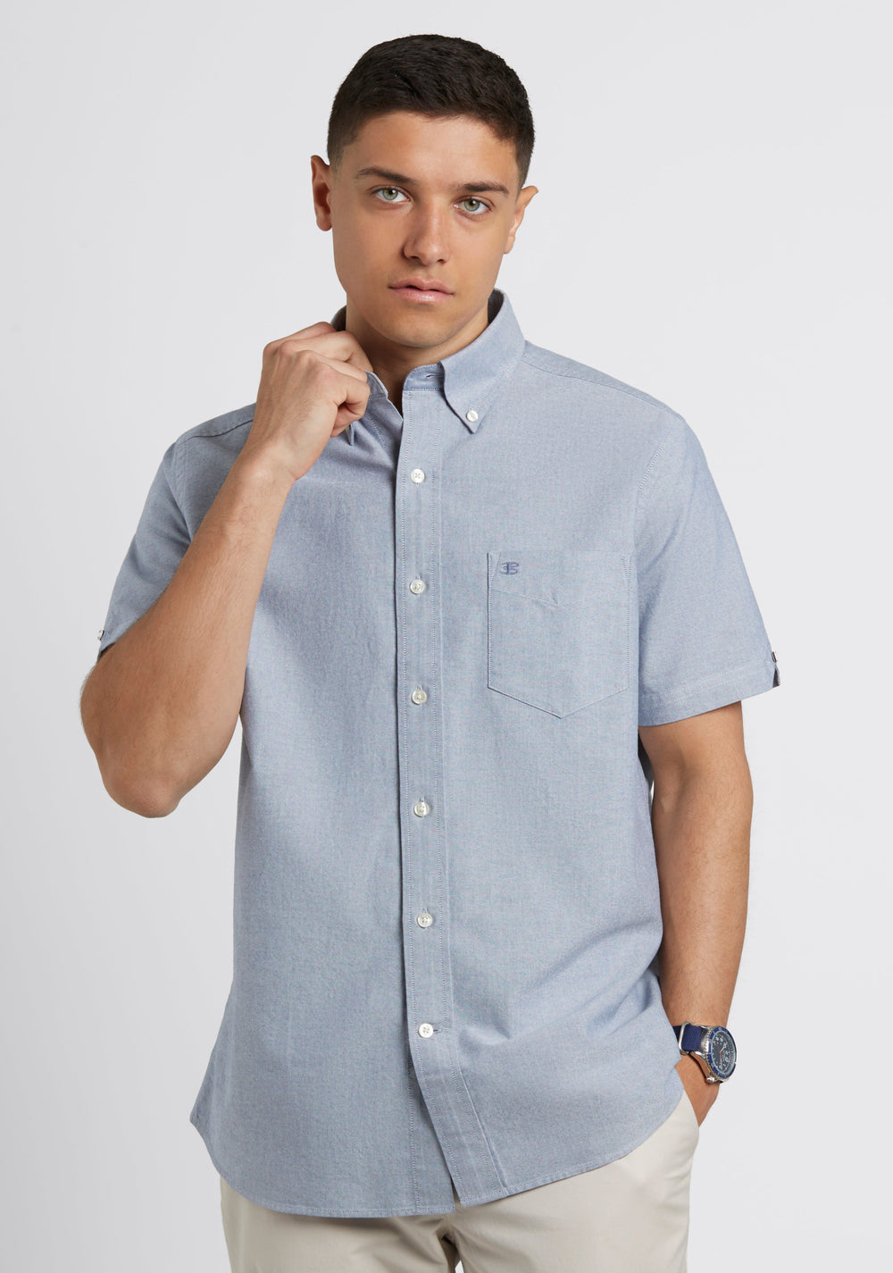 Ben Sherman Short Sleeve Brighton Oxford Organic Shirts Navy | 187264FLV