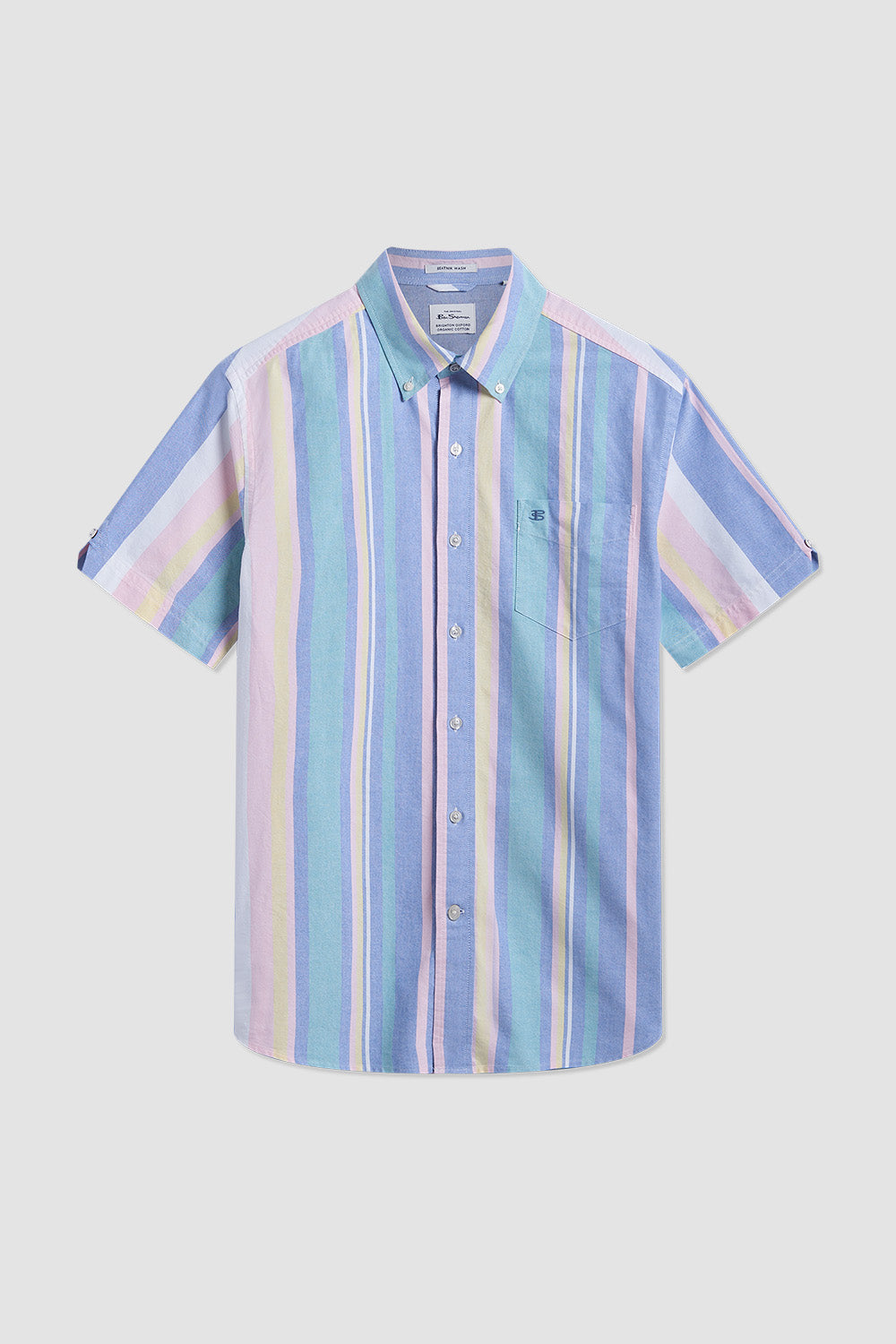 Ben Sherman Short Sleeve Brighton Oxford Organic Stripe Shirts Multicolor Stripes | 516490RMY