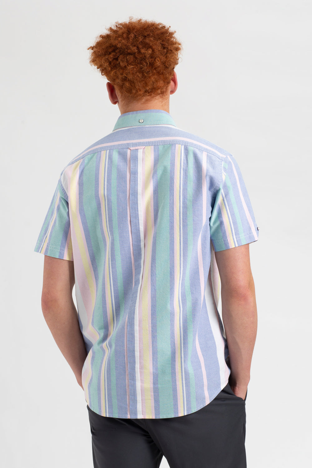 Ben Sherman Short Sleeve Brighton Oxford Organic Stripe Shirts Multicolor Stripes | 516490RMY