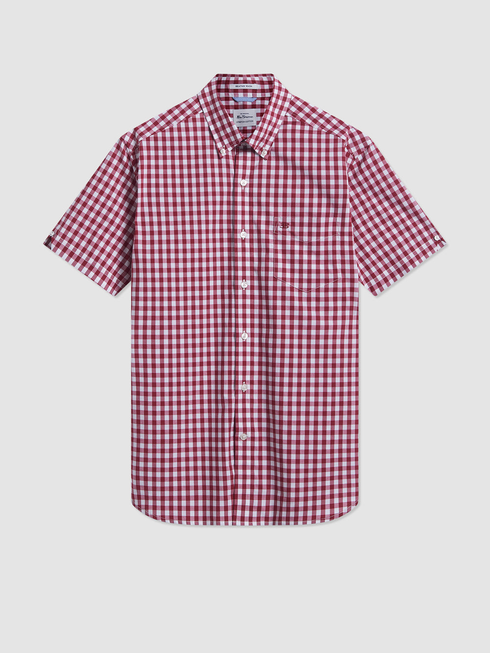 Ben Sherman Short Sleeve House Poplin Gingham Shirts Burgundy | 640193WRL