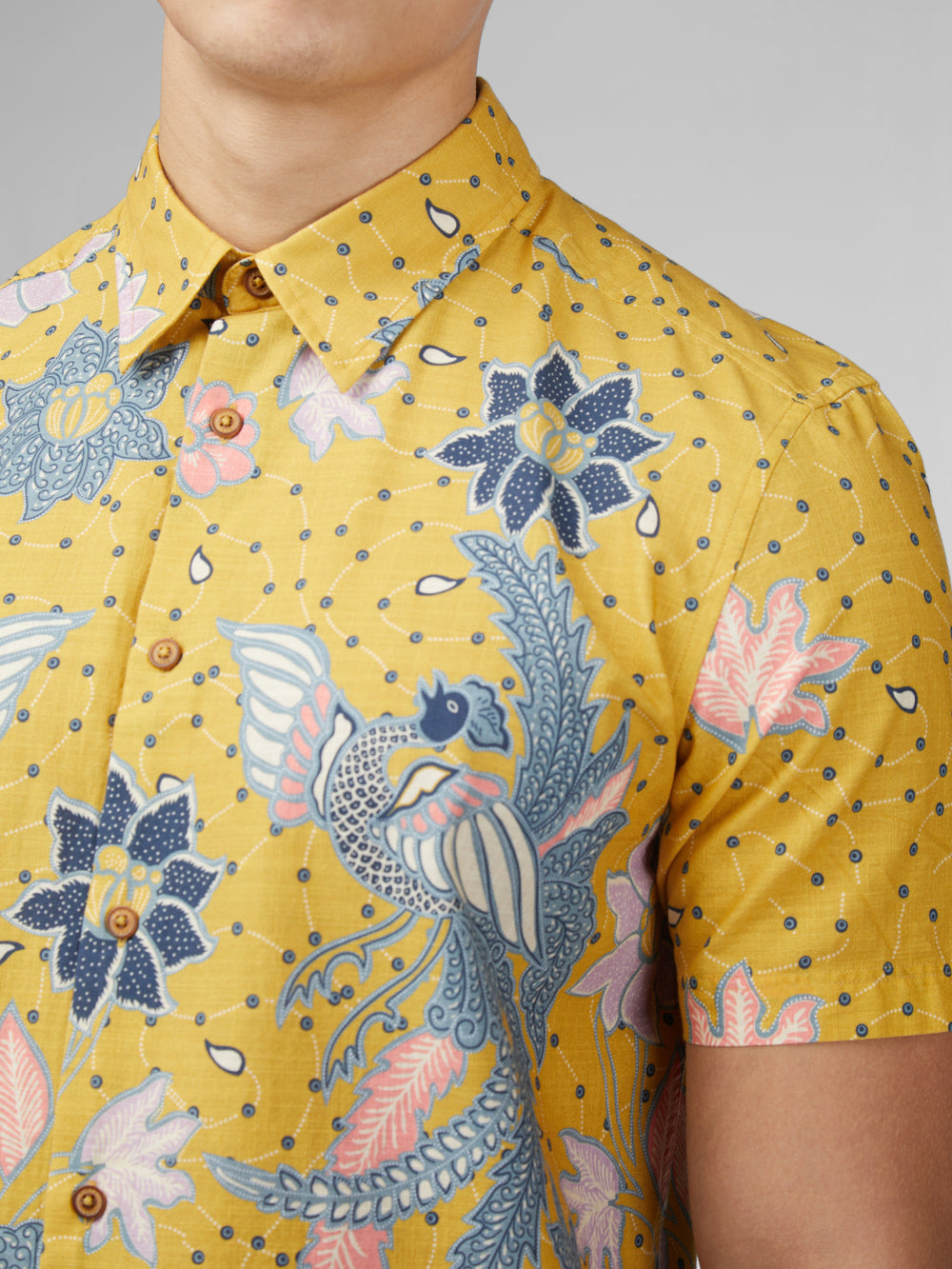 Ben Sherman Signature Abstract Botanical Print Shirts Yellow | 104865XKM