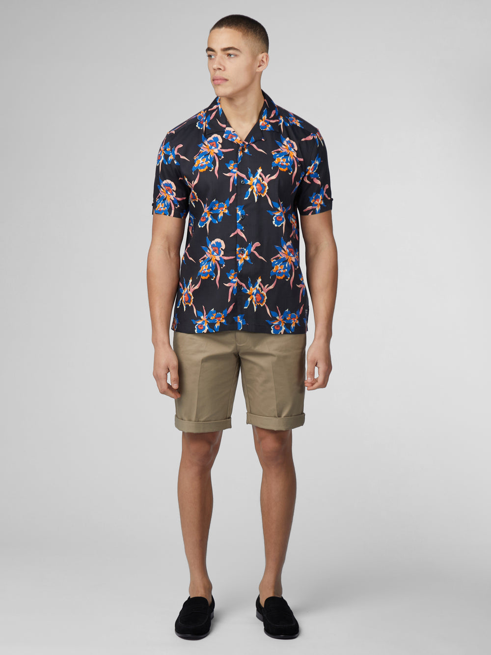 Ben Sherman Signature Botanical Print Shirts Black | 135460MYN