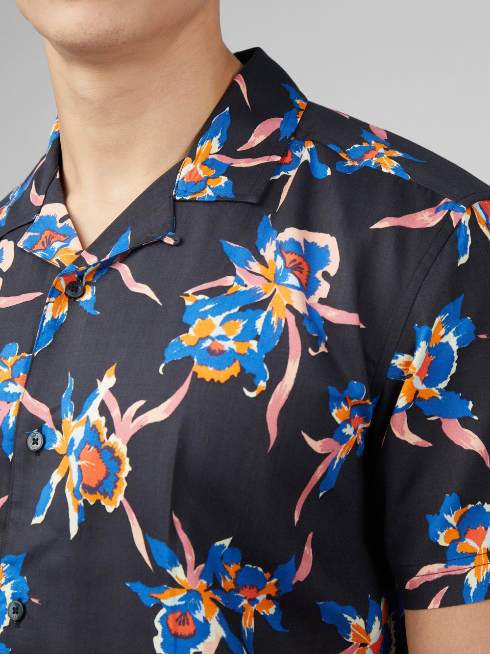 Ben Sherman Signature Botanical Print Shirts Black | 135460MYN