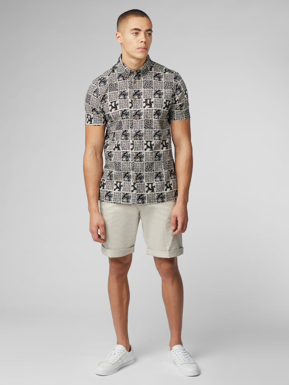 Ben Sherman Signature Checkerboard Paisley Print Shirts Black | 304961PUB